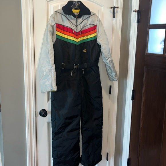 Vintage Jackets & Blazers - Vintage retro John Deere rainbow 🌈 full snowsuit snowmobile ski womens medium❄️